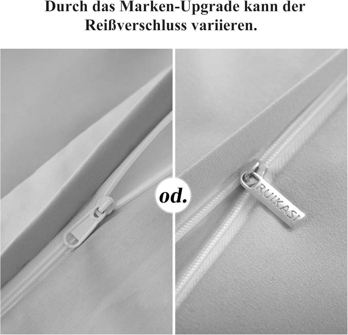Kissenbezug 80x80 2er Set Grau Mikrofaser Reißverschluss - Hellgrau