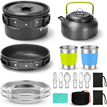 Odoland Camping Geschirr Set 17-teilig Aluminium Kochset