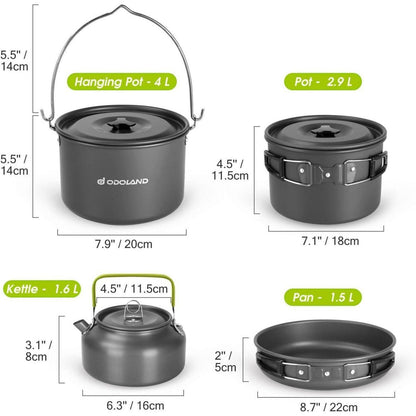 Odoland Camping Geschirr Set für 6 Personen - Outdoor