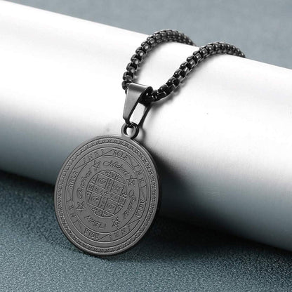 Halskette Herren Sieben Erzengel Amulett Edelstahl Noir