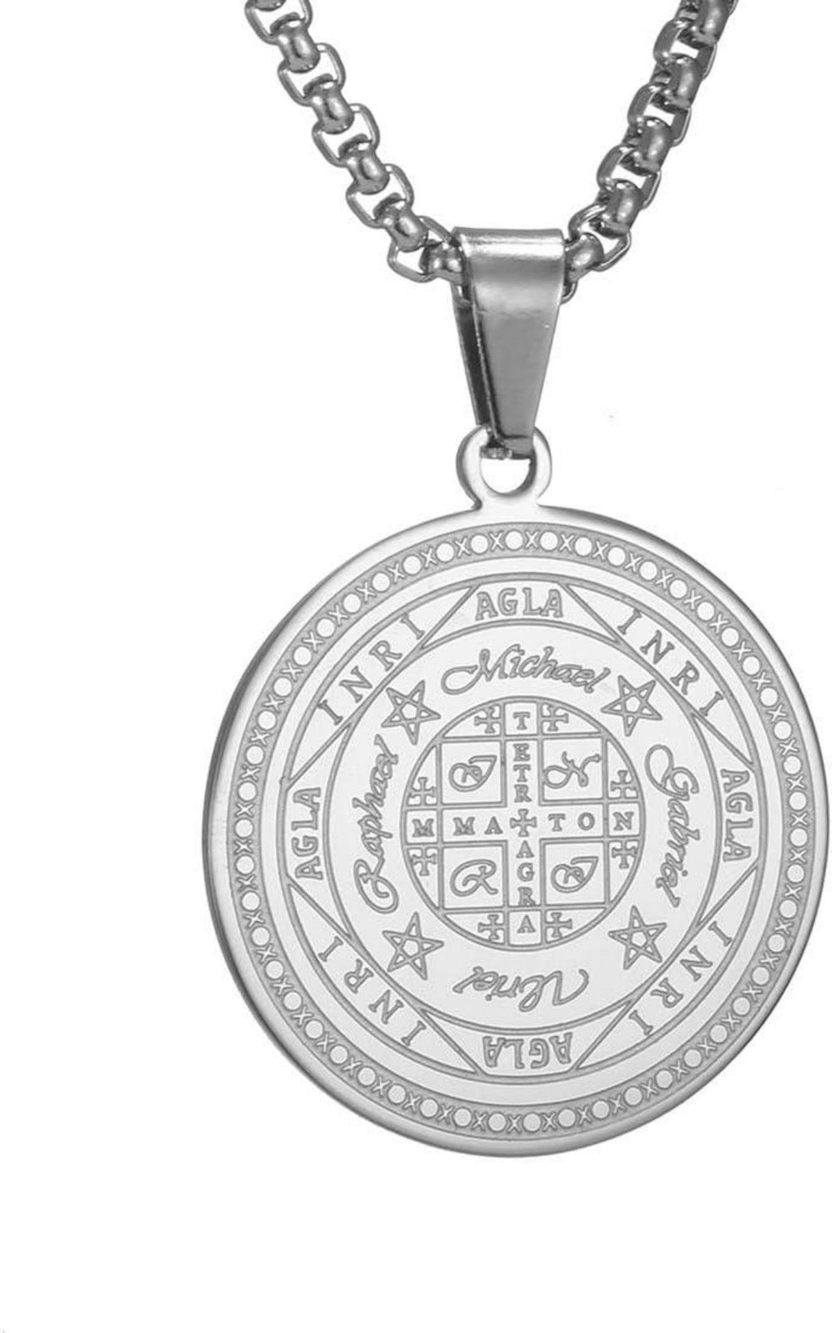 Erzengel Siegel Amulett Edelstahl Halskette Herren Anhänger