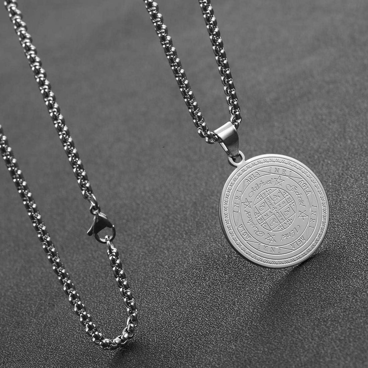 AFSTALR Halskette Herren 7 Erzengel Siegel Amulett Talisman Edelstahl Schmuck