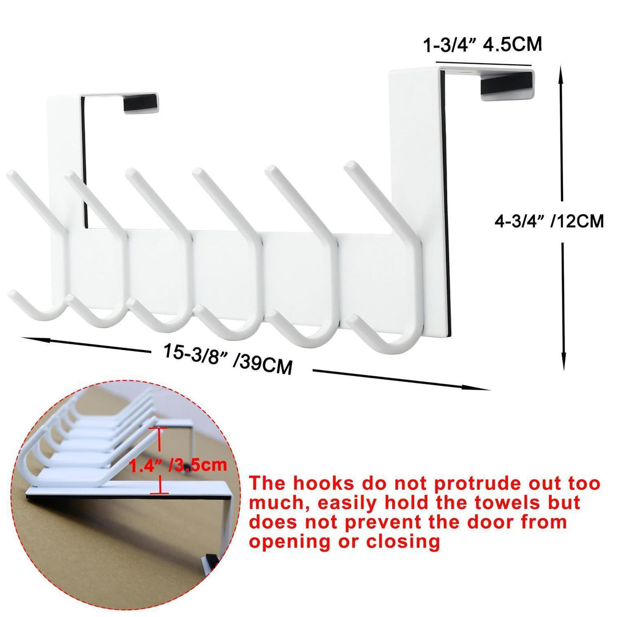 Türgarderobe zum Einhängen mit 6 Haken, Edelstahl
