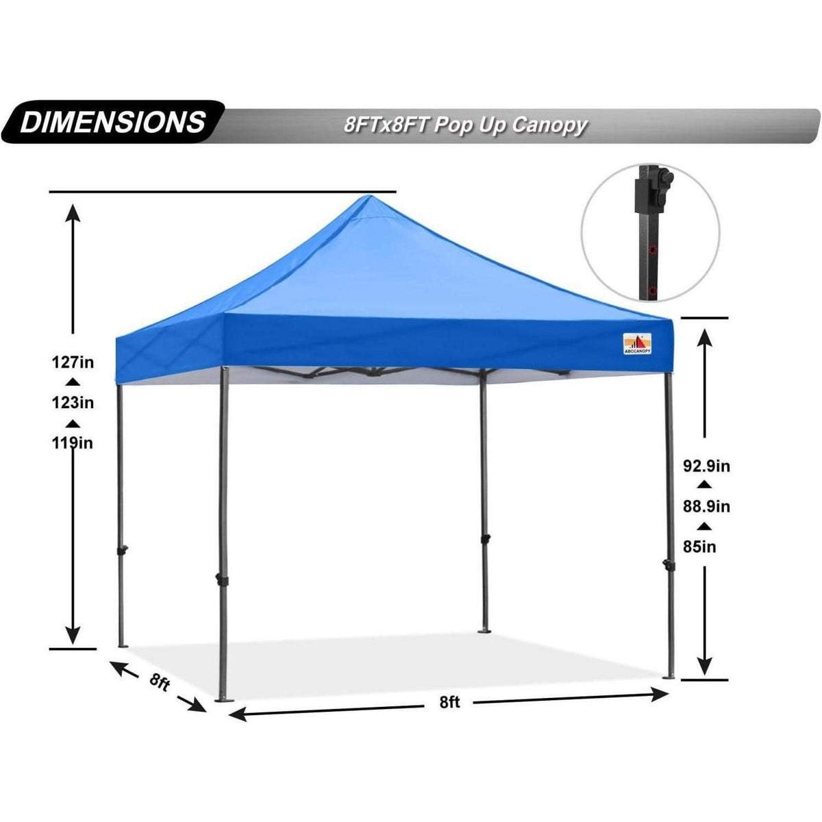 Pop-Up Pavillon Königsblau 2,5x2,5M Wasserdicht mit Rollen und Gewichtstaschen