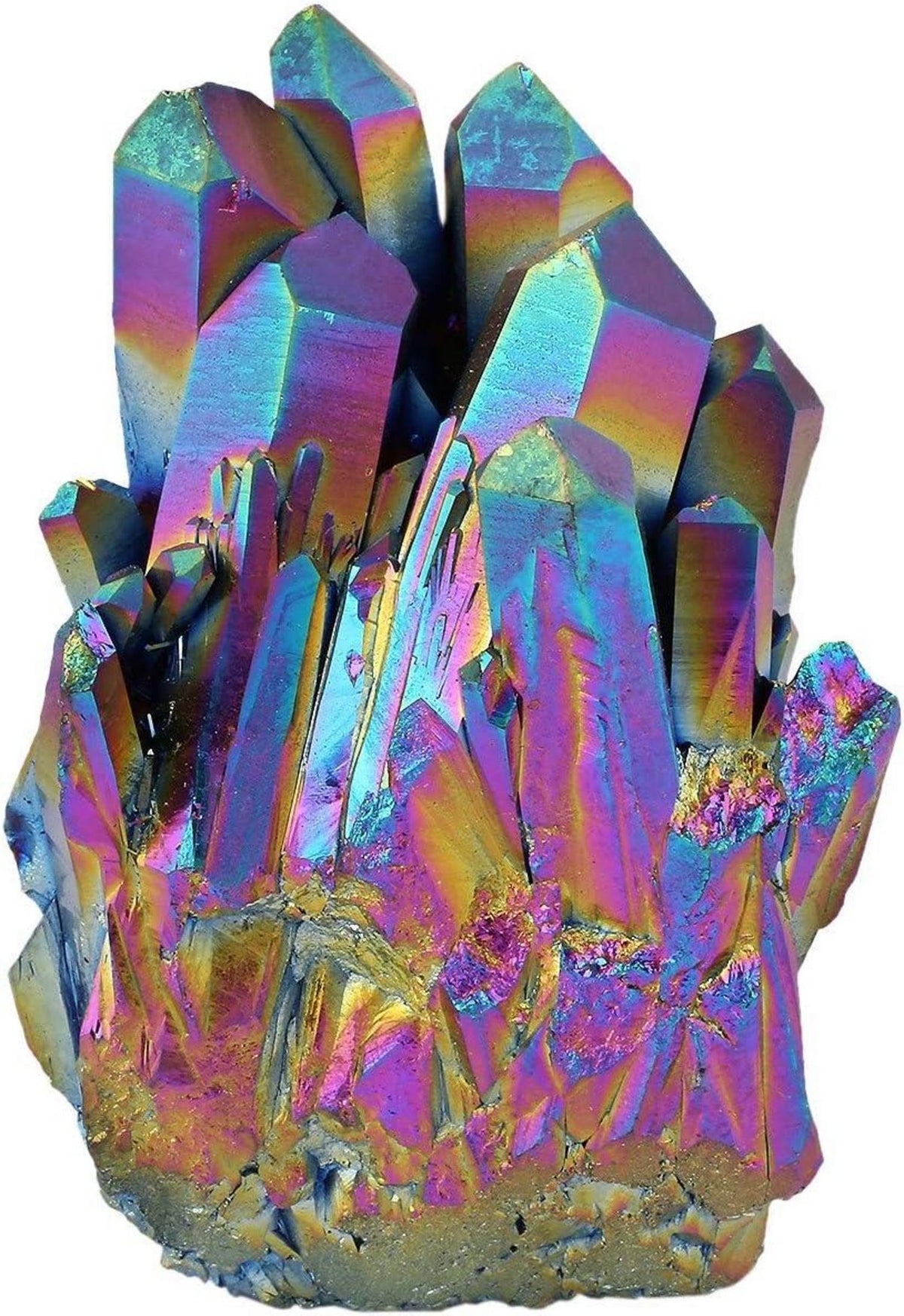 Natürlicher Titan Beschichteter Bergkristall Quarz Cluster Figur