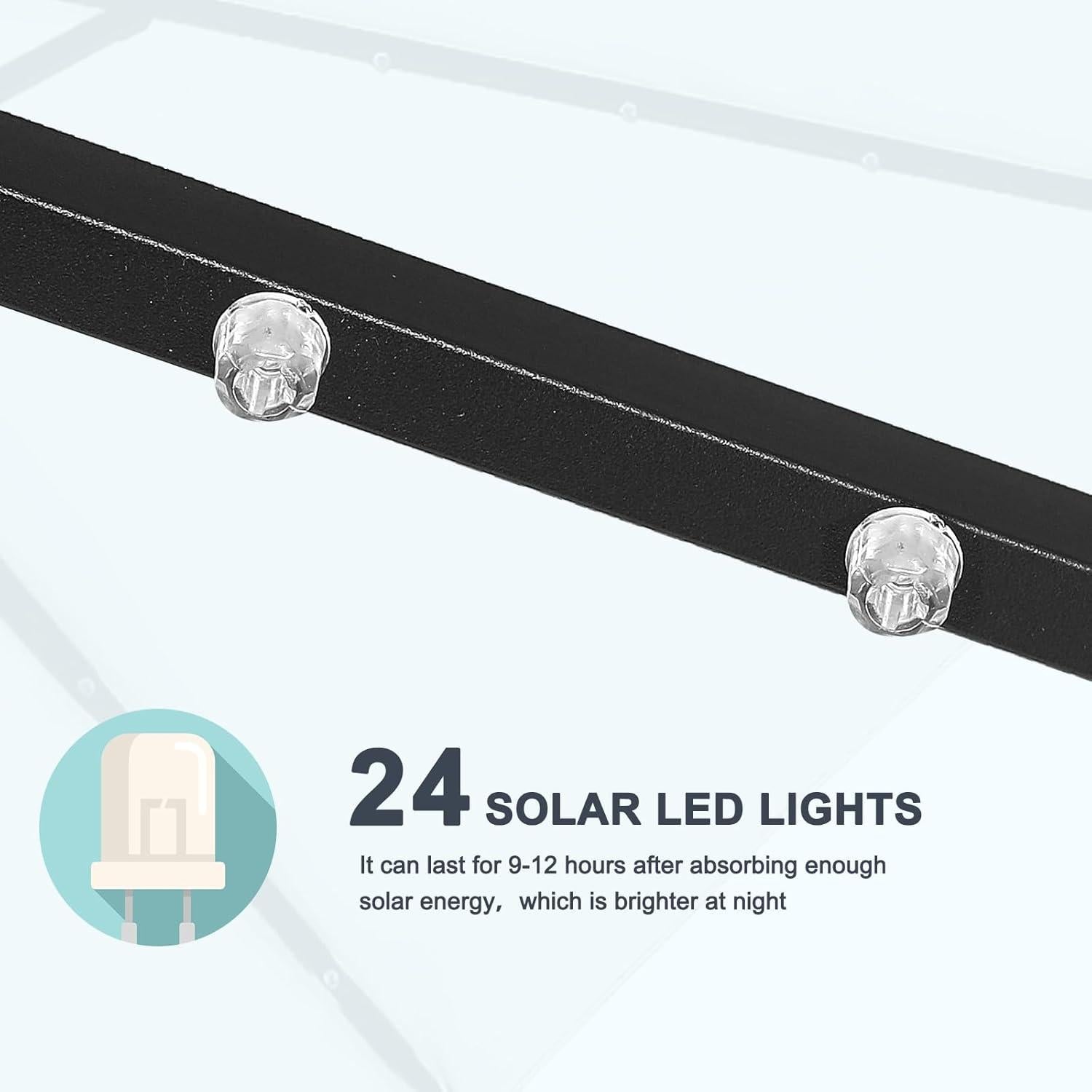 Sonnenschirm mit Solar-LED 230 cm Terrassen-Gartenschirm dunkelgrau