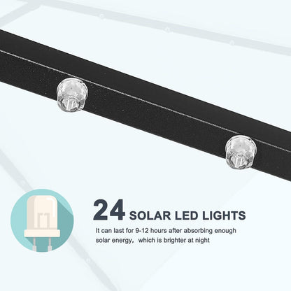 Sonnenschirm mit Solar-LED 230 cm Terrassen-Gartenschirm dunkelgrau