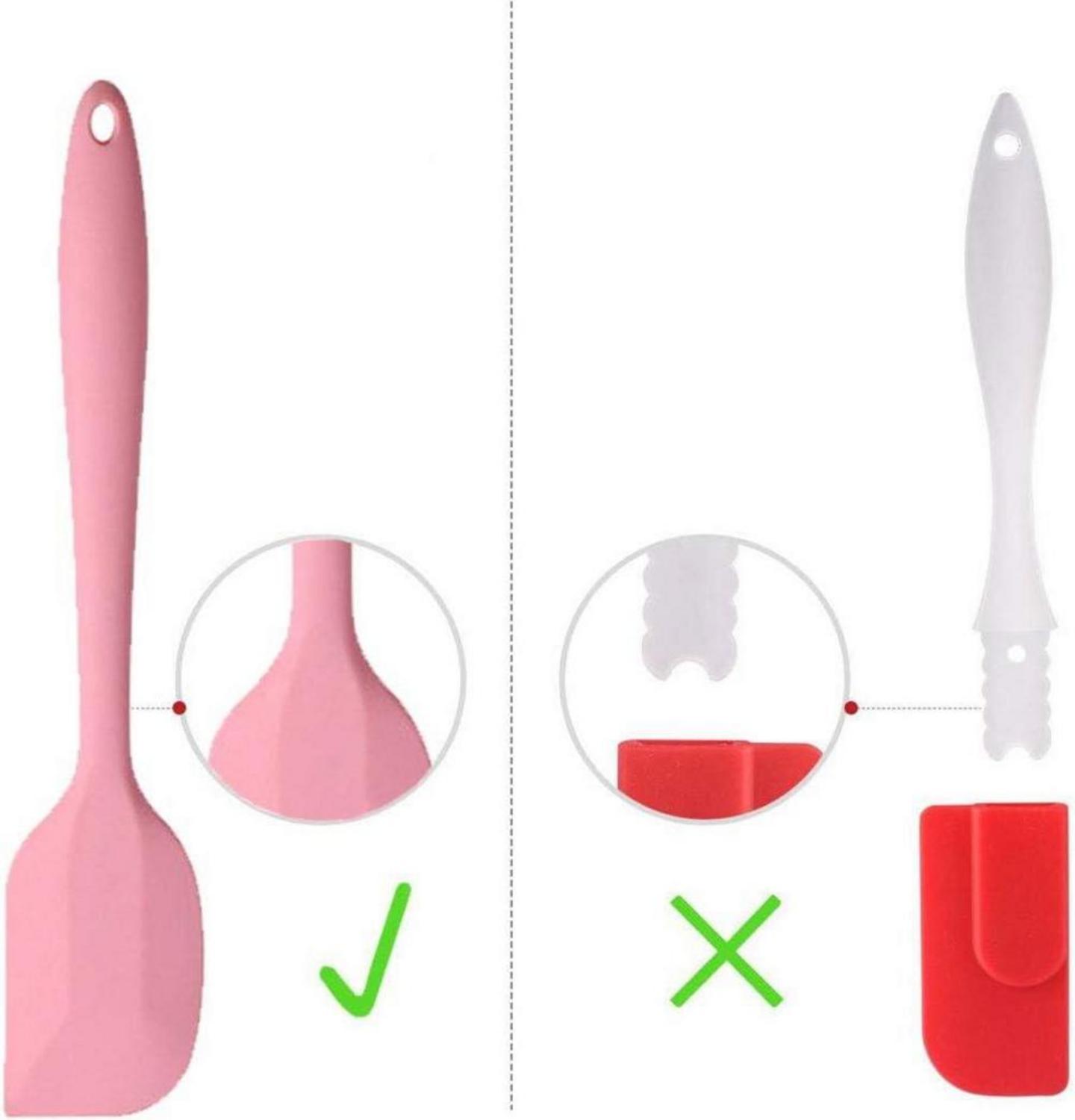 Silikon Spatel Set Rosa 6-teilig Antihaft Edelstahlkern Hitzebeständig