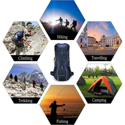 70L Campingrucksack Trekking Wanderrucksack mit Regenschutz