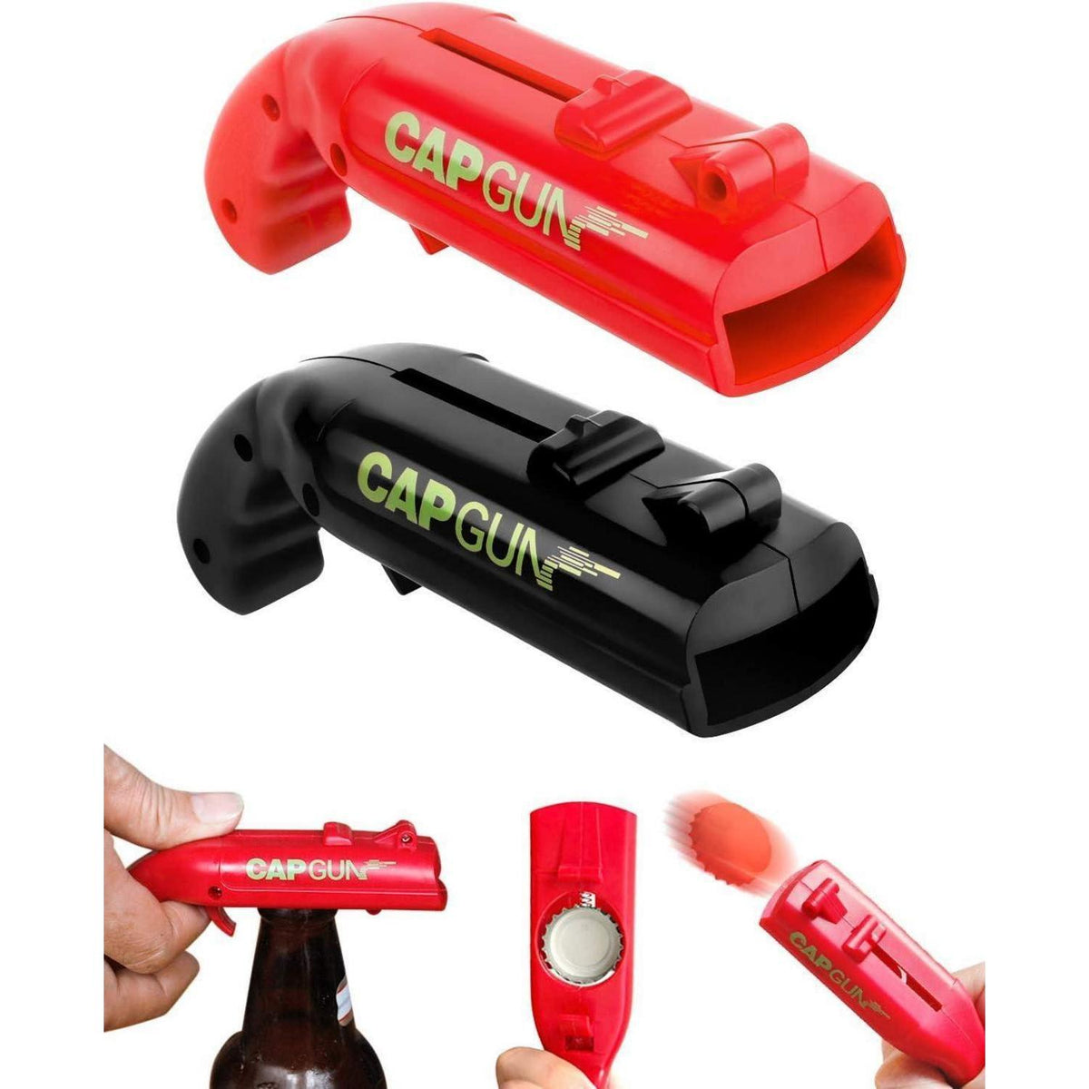 Flaschenöffner Pistole 2er-Pack, Bieröffner mit Verschlusswerfer