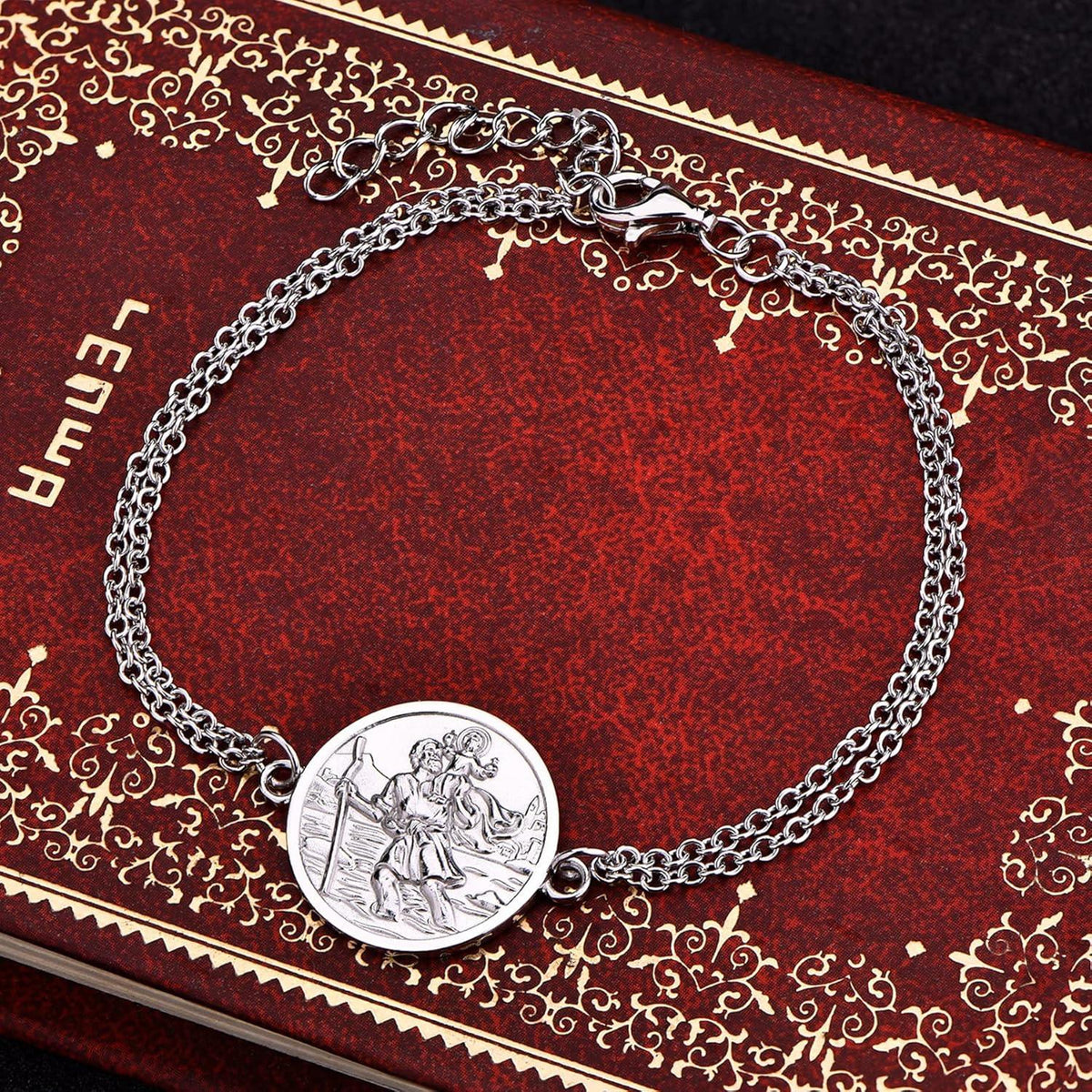 Heiliger Christophorus Kette 925 Sterling Silber Antiqued