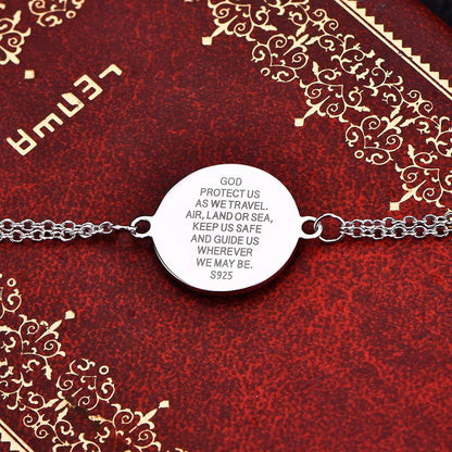 Heiliger Christophorus 925 Sterling Silber Armband Antik Religiöser
