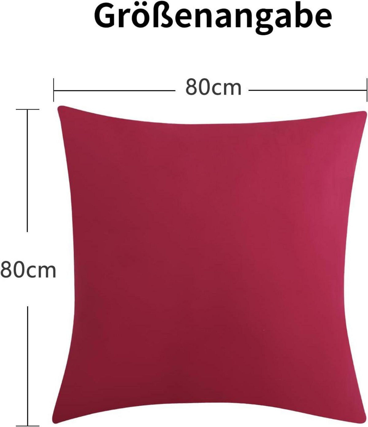 Kissenbezug 80x80 2er Rot Mikrofaser Reißverschluss Pillow Case