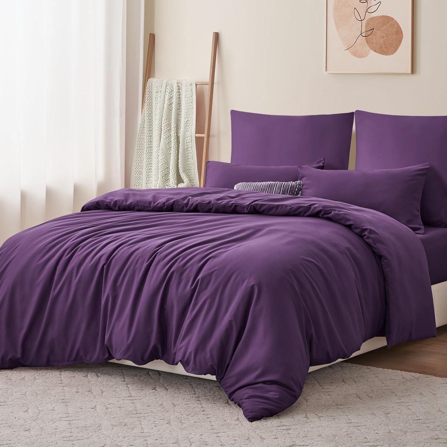 Bettwäsche 220x240 Lila 3teilig Mikrofaser Reißverschluss