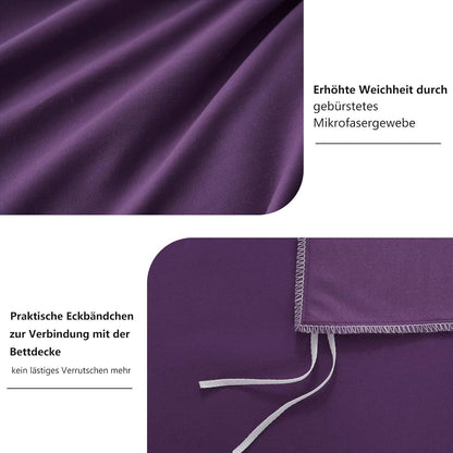 Bettwäsche Set 220x240 Lila - Mikrofaser Reißverschluss, Weich & bügelfrei