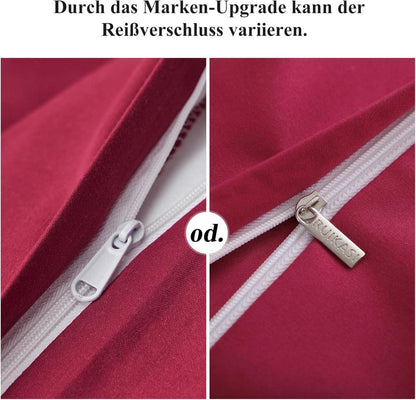 Bettwäsche 135x200cm Set Rot Mikrofaser Weich Bügelfrei