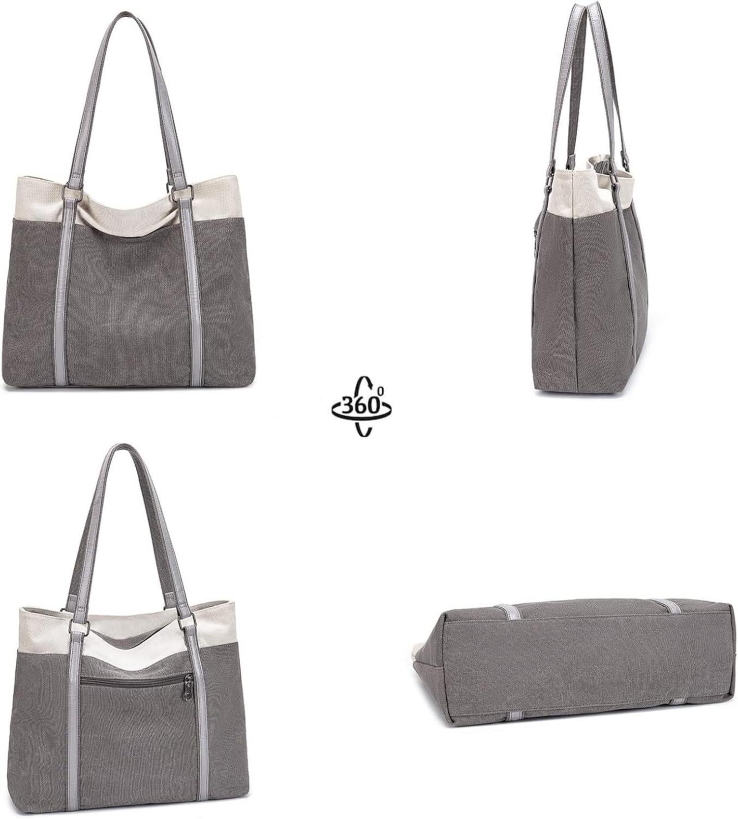 JANSBEN Damen Canvas Handtasche Schultertasche Elegant Groß für Büro Schule