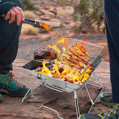 Odoland Tragbarer BBQ Campinggrill Feuerstelle 304 Edelstahl