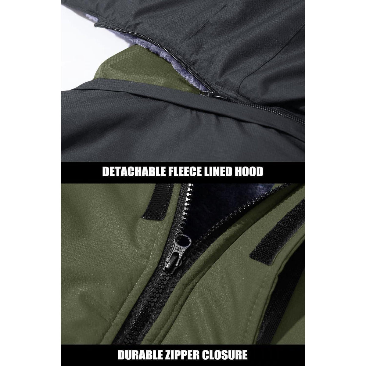 Herren Winterjacke Warm Gefüttert Wasserdicht Skijacke Grün