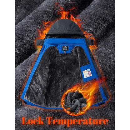Herren Winterjacke Warm Gefüttert Wasserdicht Skijacke Blau XL