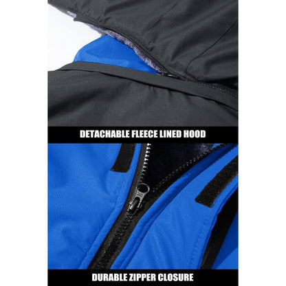 Herren Winterjacke Warm Gefüttert Wasserdicht Skijacke Blau XL