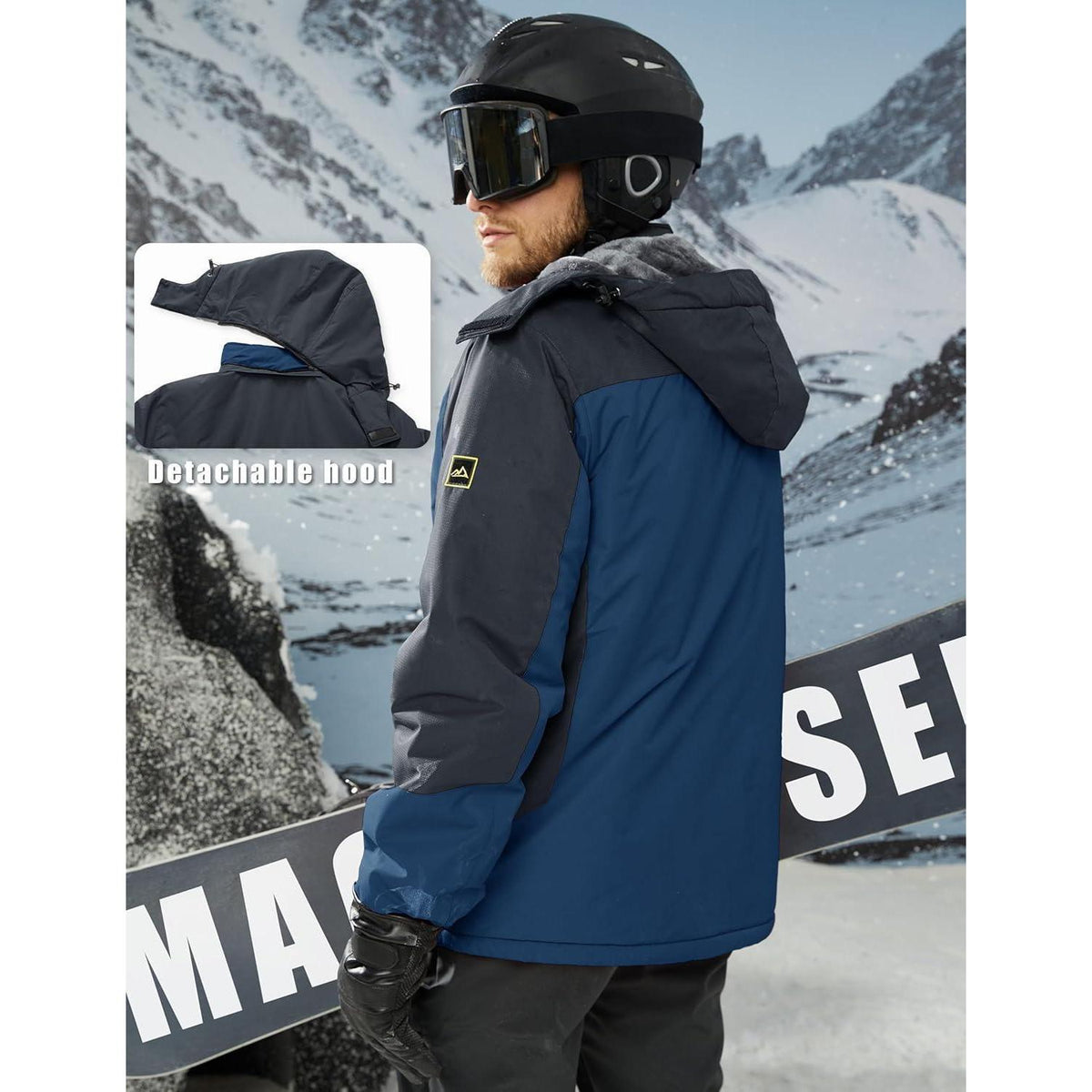 Herren Winterjacke gefüttert wasserdicht – Skijacke XXL