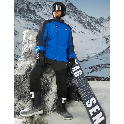 Herren Winterjacke Warm Gefüttert Wasserdicht Skijacke Blau 3XL