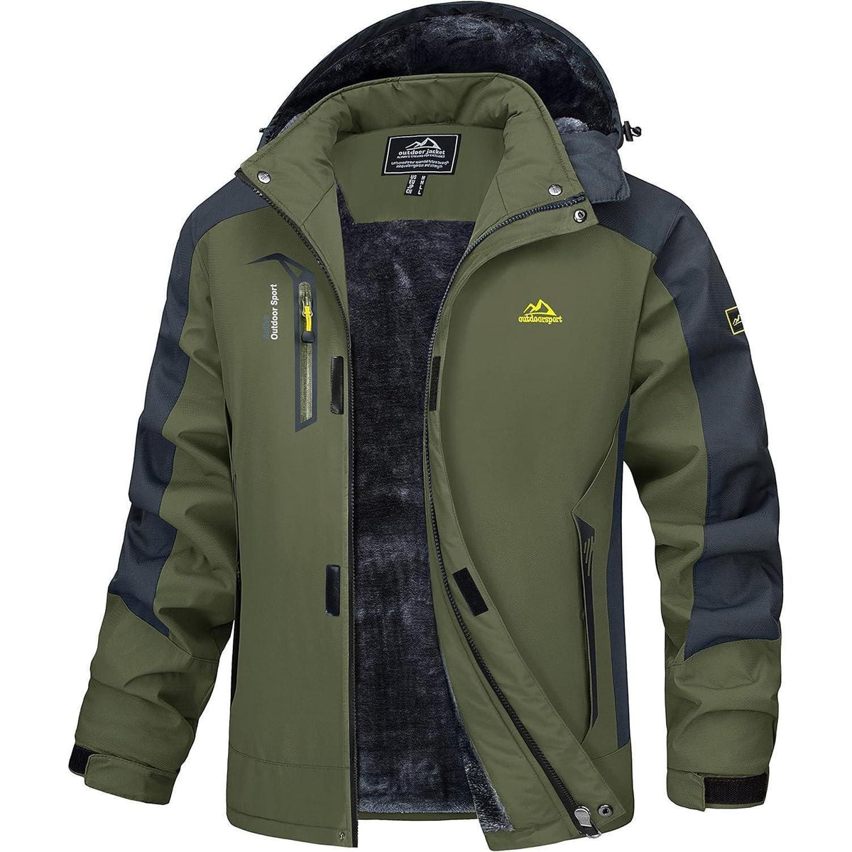 Winterjacke Herren Warm Gefüttert Wasserdicht Skijacke Armeegrün XL