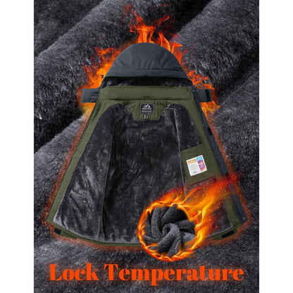 Winterjacke Herren Warm Gefüttert Wasserdicht Skijacke Armeegrün XL