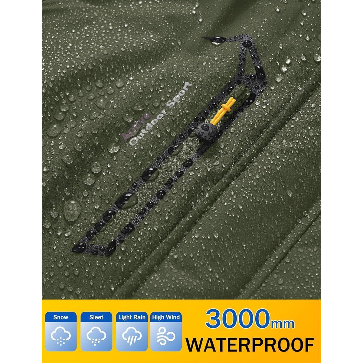 Winterjacke Herren Warm Gefüttert Wasserdicht Skijacke Armeegrün XL