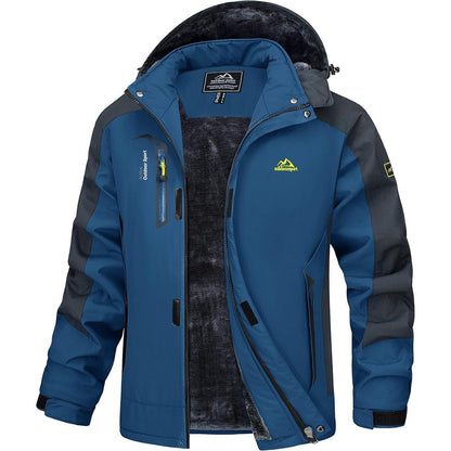 Warme Herren Winterjacke mit abnehmbarer Kapuze, wasserdicht