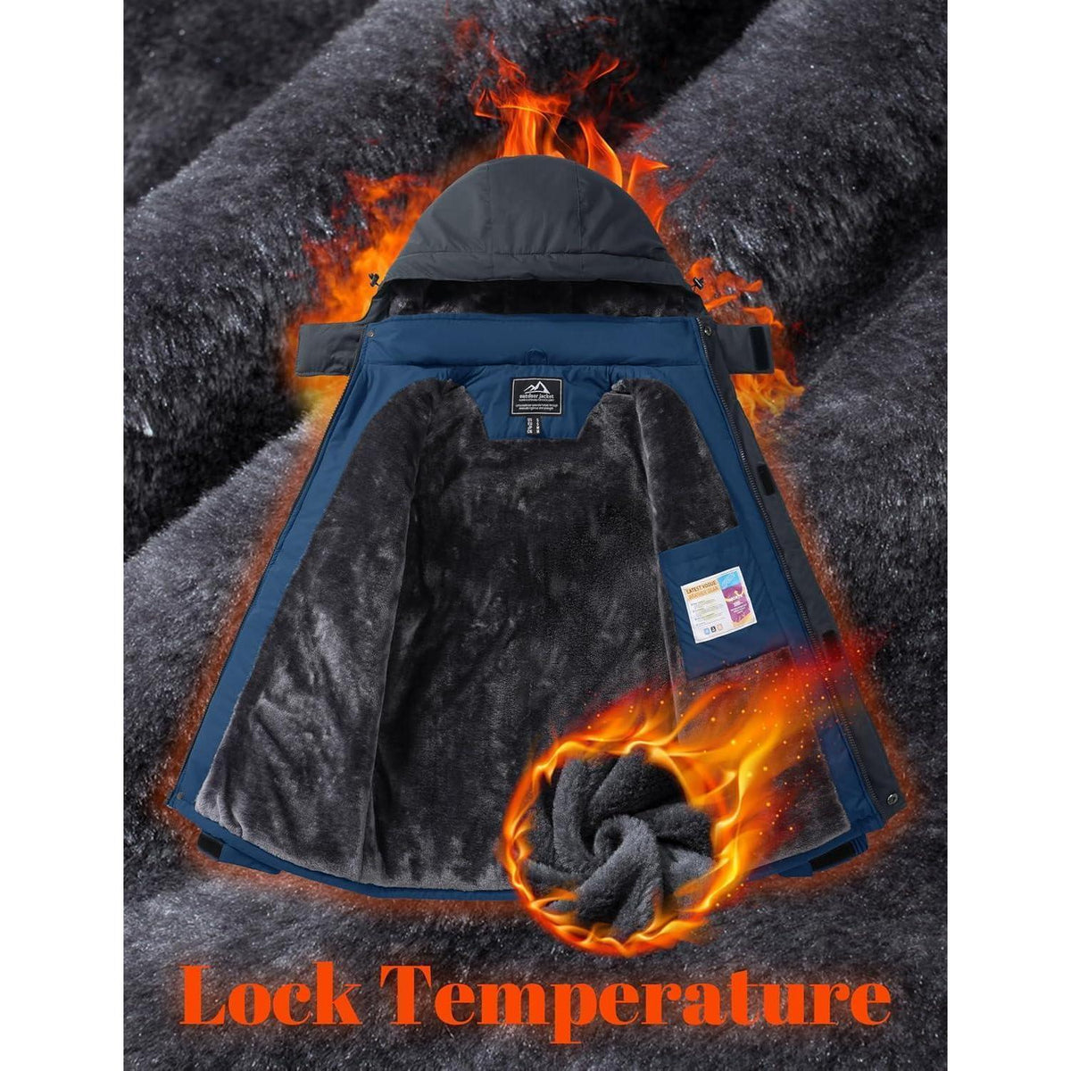 Warme Herren Winterjacke mit abnehmbarer Kapuze, wasserdicht