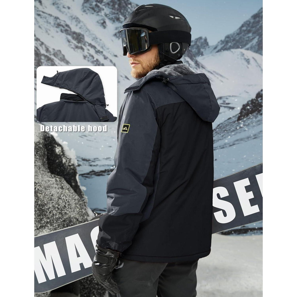 Herren Winterjacke Warm Gefüttert Wasserdicht Skijacke XXL