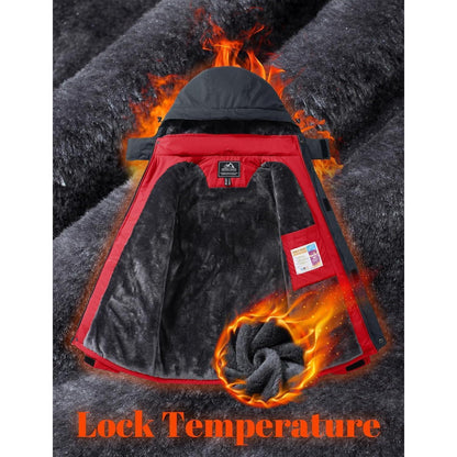 Warme Herren Winterjacke mit abnehmbarer Kapuze Rot M