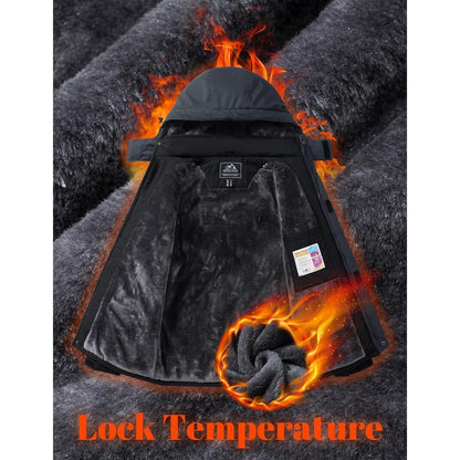 Herren Winterjacke warm gefüttert wasserdicht abnehmbare Kapuze L
