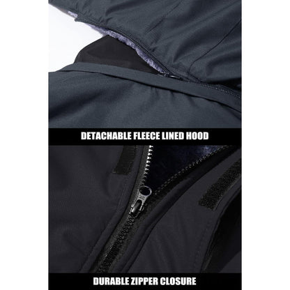 Herren Winterjacke warm gefüttert wasserdicht abnehmbare Kapuze L