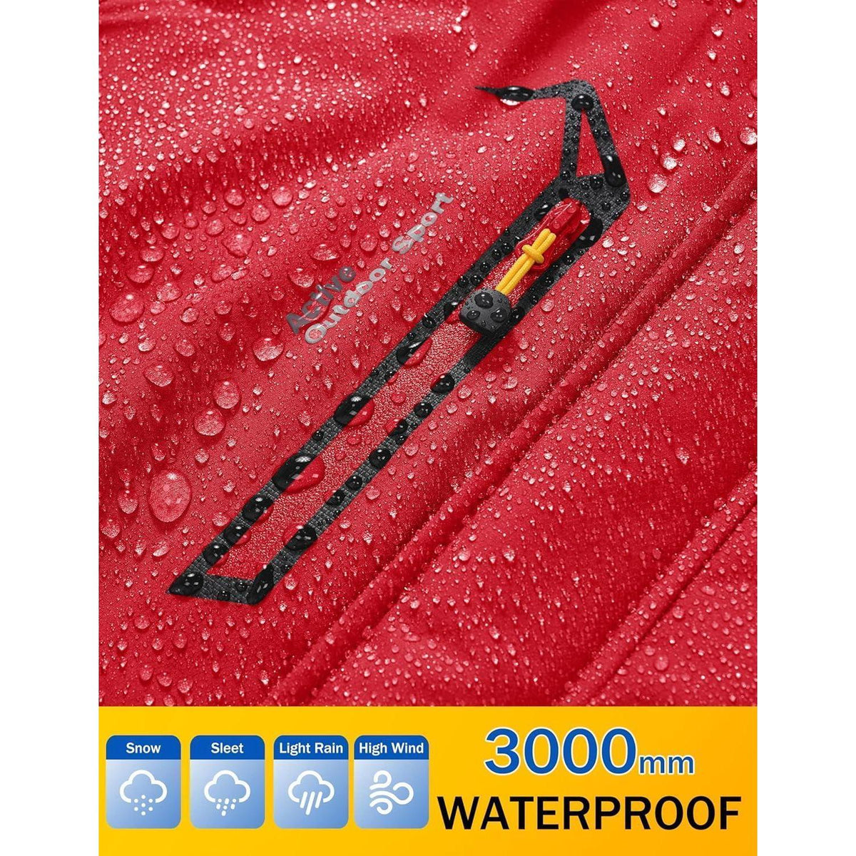 Warme Herren Winterjacke mit abnehmbarer Kapuze Rot XL