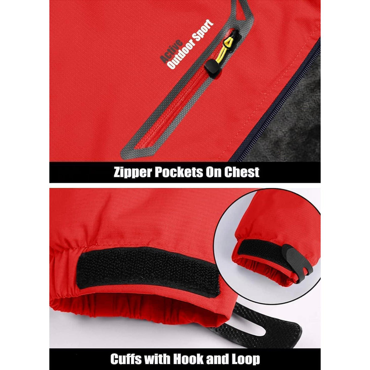 Warme Herren Winterjacke mit abnehmbarer Kapuze Rot XL