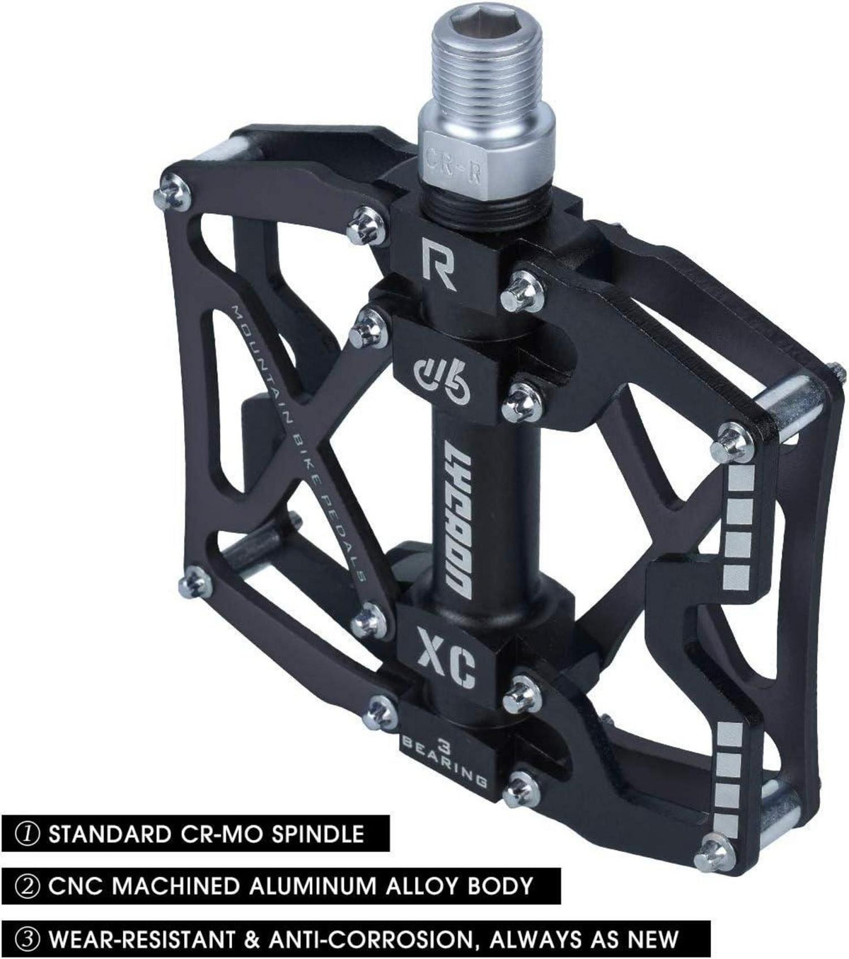 Fahrradpedale rutschfest CNC-Aluminiumlegierung 3 Kugellagerpedale BMX