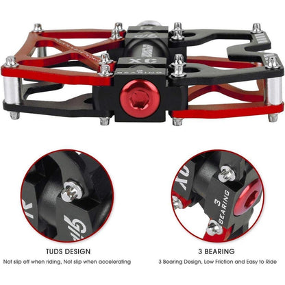 MTB Fahrradpedale CNC Aluminium 3 Lager 9/16" Rot