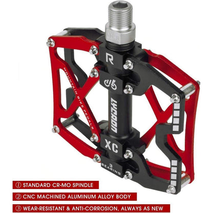 MTB Fahrradpedale CNC Aluminium 3 Lager 9/16" Rot