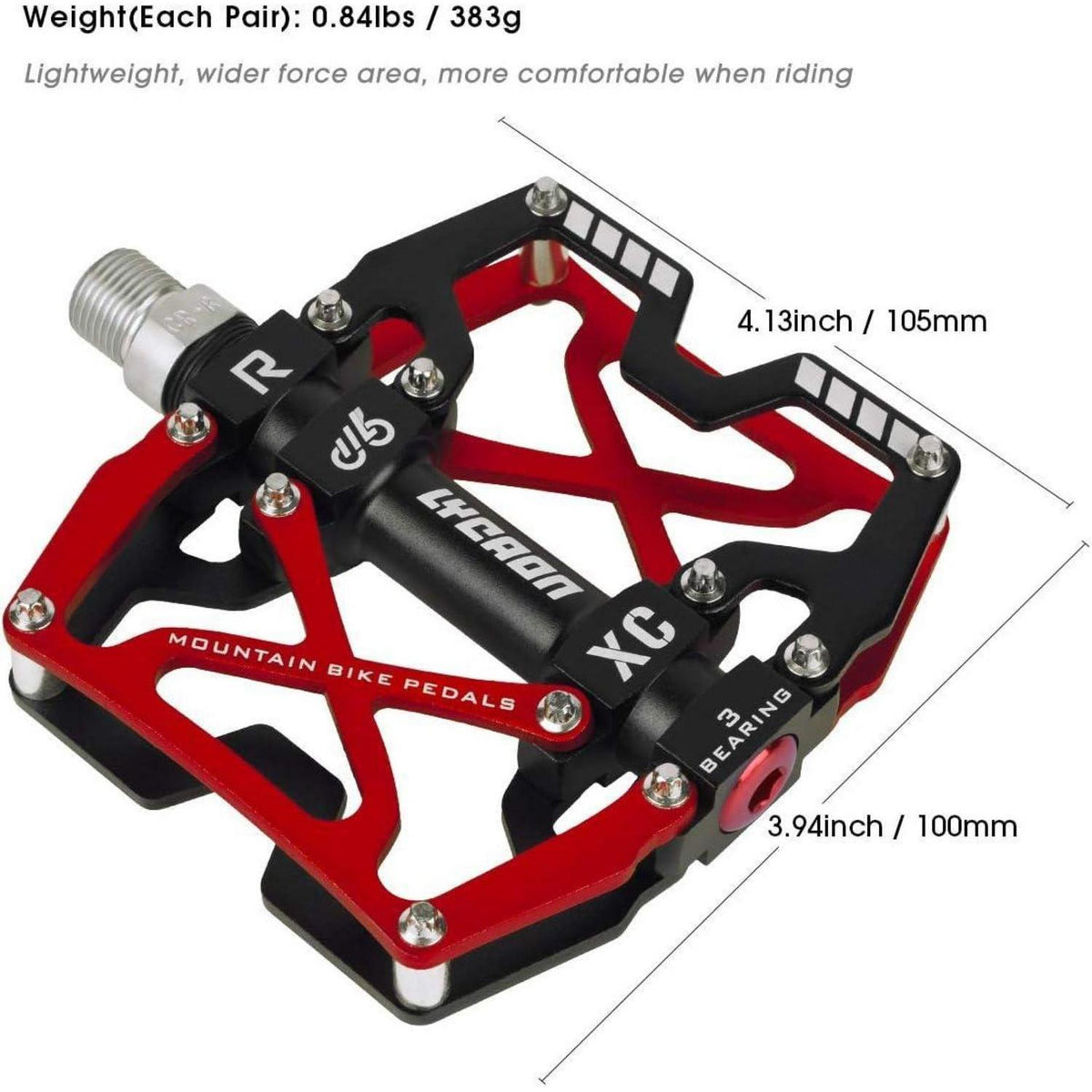 MTB Fahrradpedale CNC Aluminium 3 Lager 9/16" Rot