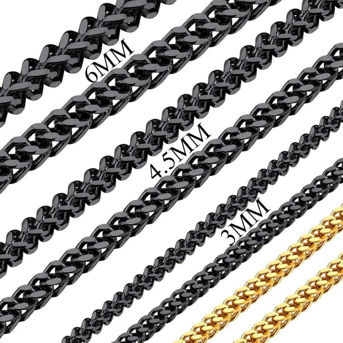 Franco Kette Armband Edelstahl/Vergoldet 3-6mm Breit 19/21cm
