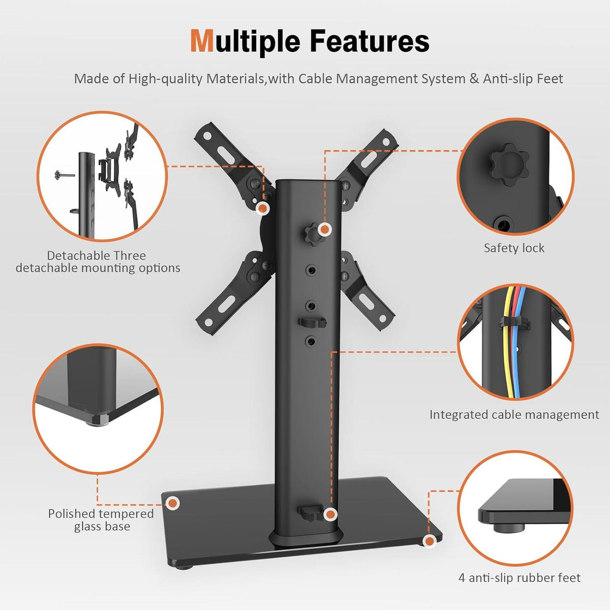 TV Standfuß Höhenverstellbar für LCD LED Fernseher 19-39 Zoll Black