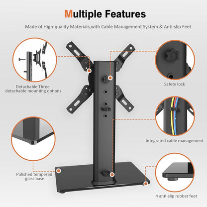 TV Standfuß Höhenverstellbar für LCD LED Fernseher 19-39 Zoll Black