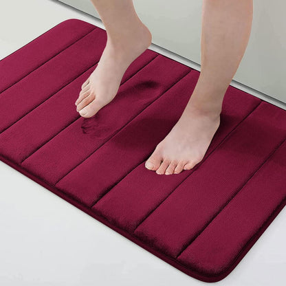 Memory Foam Badteppich 41 x 61 cm Weinrot – Rutschfest & Saugfähig