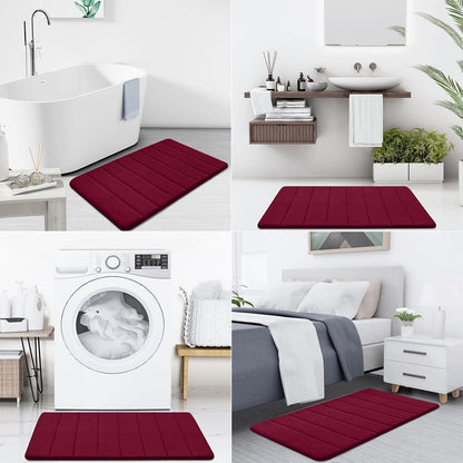Memory Foam Badteppich 41 x 61 cm Weinrot – Rutschfest & Saugfähig
