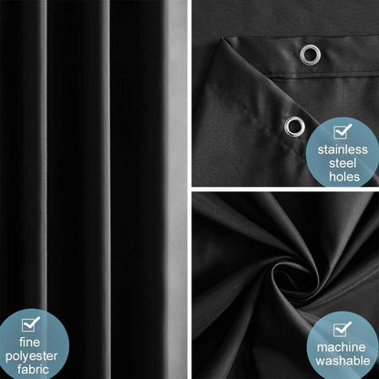 Schmaler Duschvorhang aus schimmelresistentem Polyester, Schwarz