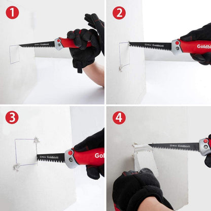 Goldblatt Klappsäge 310mm Trockenbau Handsäge BIM-Stahl 8 TPI 3 Schneidkanten