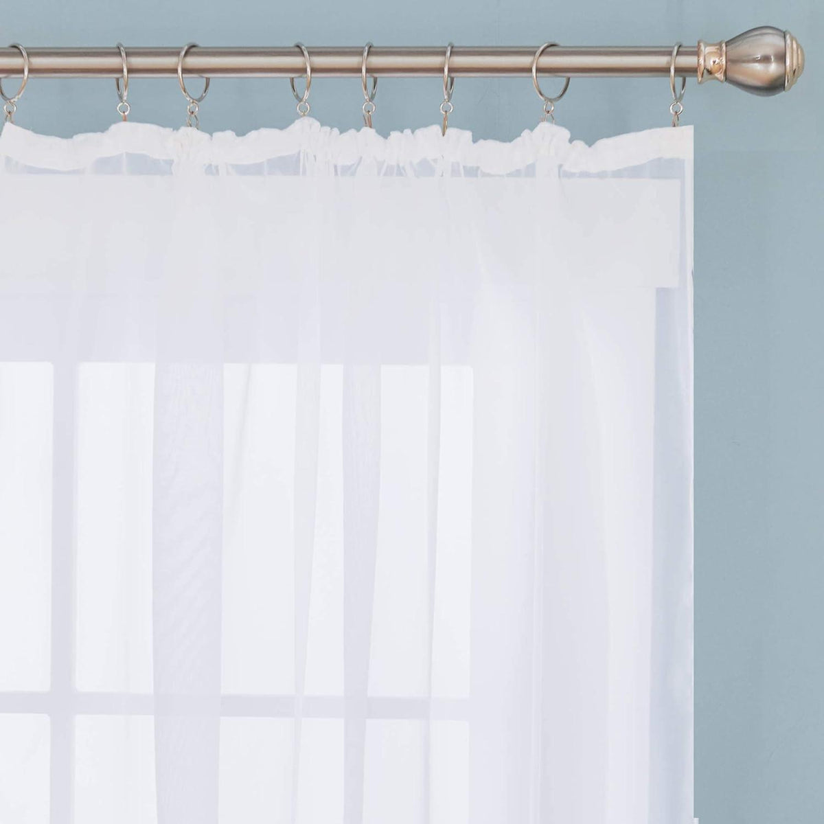 Deconovo Transparente Stores Vorhänge mit Kräuselband, Weiß, 175x140 cm, 2er Set